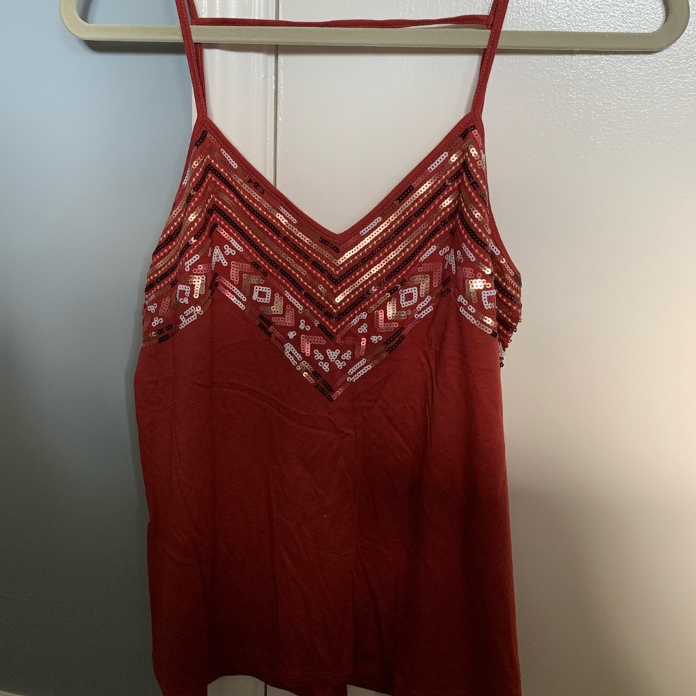 NWOT EXPRESS Tank in Rust w/Sequins, Sz S